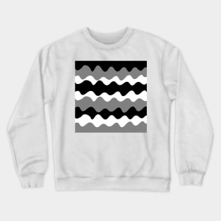 Grey, black and white horizontal waves pattern Crewneck Sweatshirt